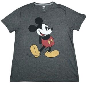 Old Navy x Disney Heather Grey Mickey Mouse Graphic Short Sleeve Crew Neck Tee L